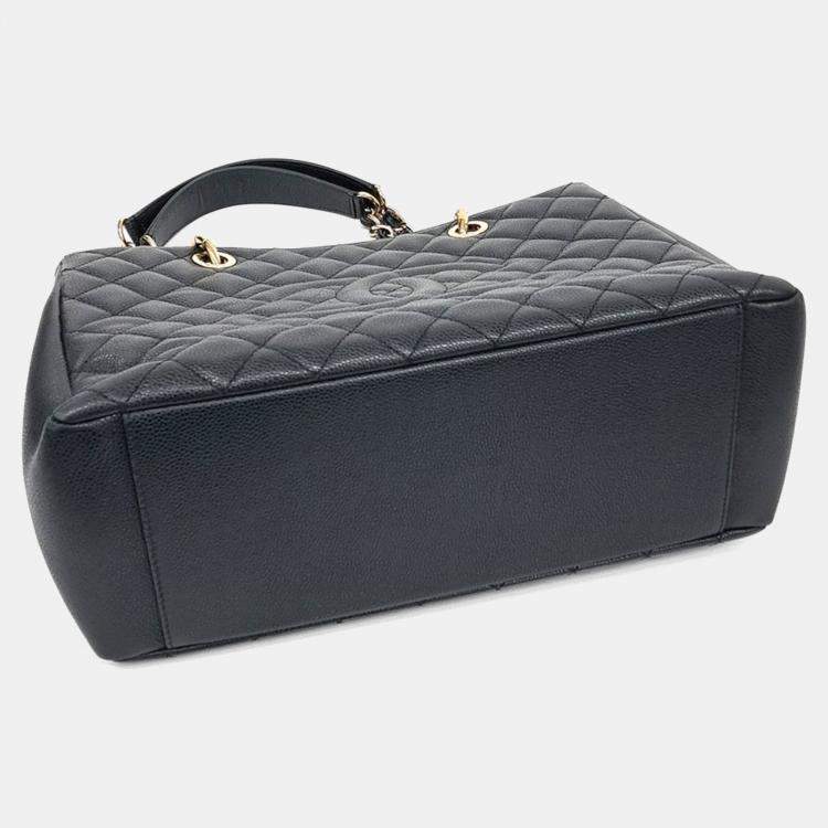 Pre Owned Chanel Black Leather Caviar Grand Shopping