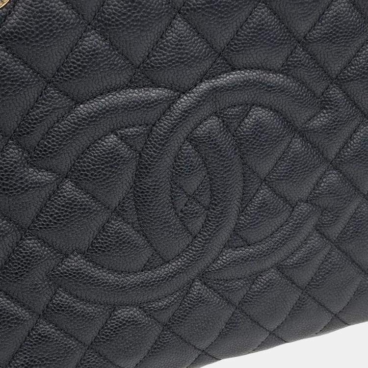 Pre Owned Chanel Black Leather Caviar Grand Shopping