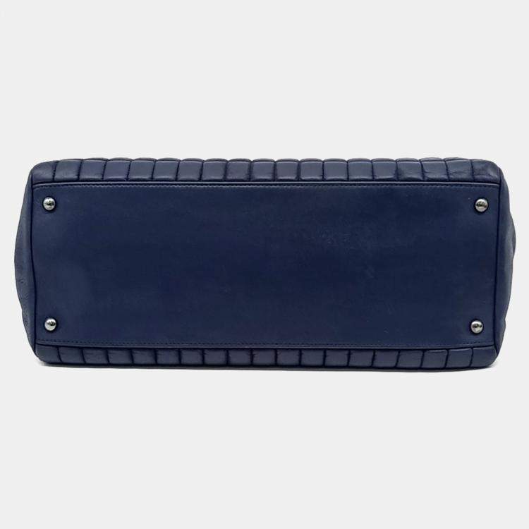 Pre Owned Chanel Blue Leather Chain Shoulder Bag
