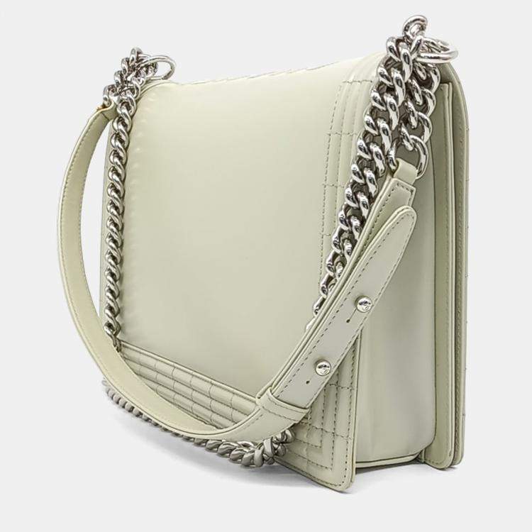 Pre Owned Chanel Green Leather Boy Bag Large