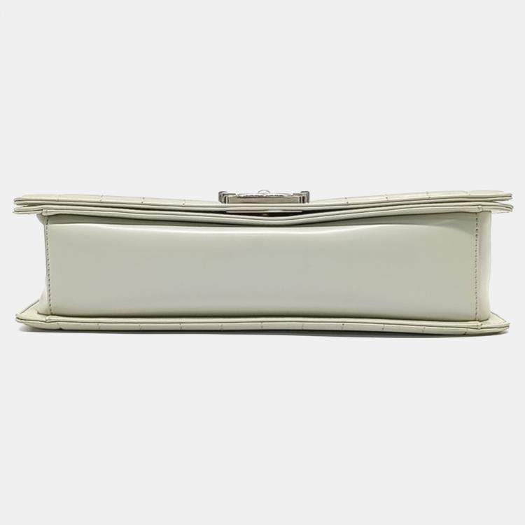 Pre Owned Chanel Green Leather Boy Bag Large