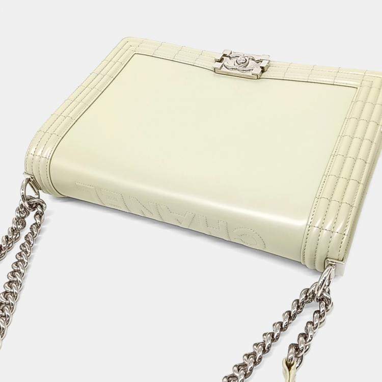 Pre Owned Chanel Green Leather Boy Bag Large