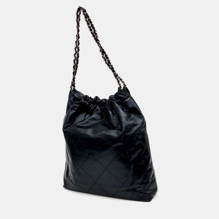 Pre Owned Chanel Black Leather 22 bag