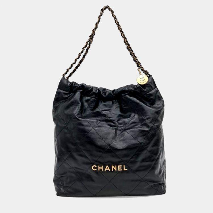 Pre Owned Chanel Black Leather 22 bag