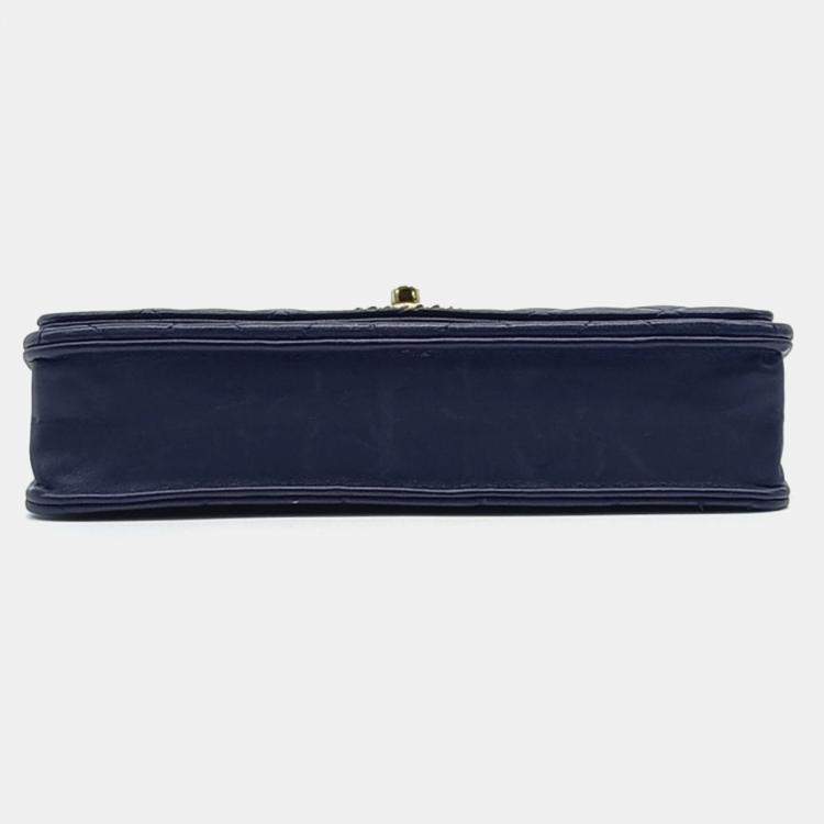 Pre Owned Chanel Navy Blue Leather Lambskin Trendy CC WOC Mini Crossbody Bag