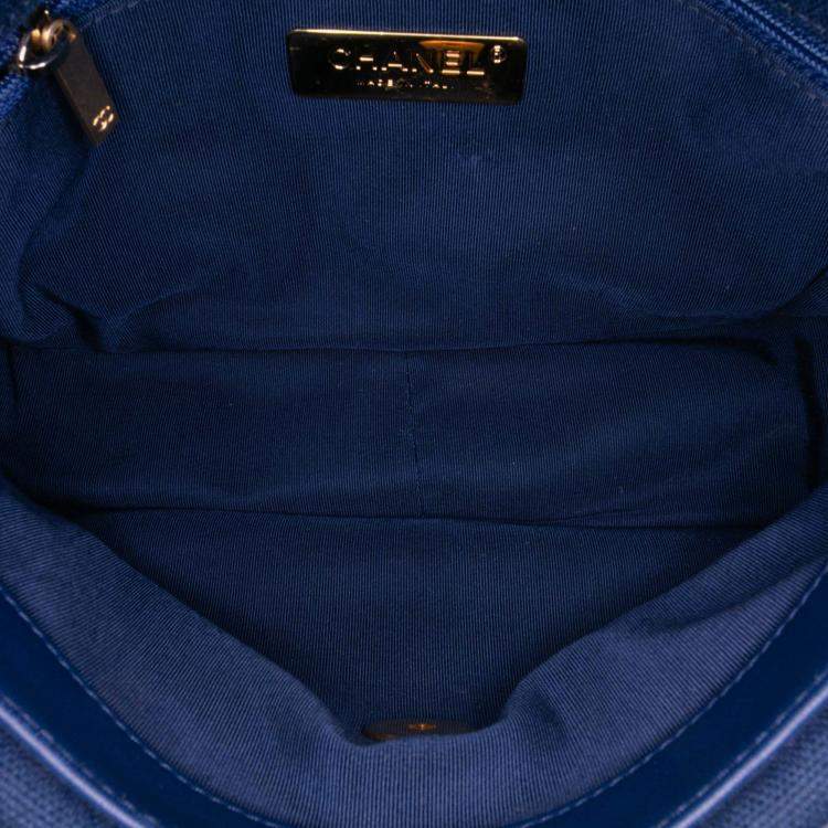 Pre Owned Chanel Blue Medium Canvas and Cotton 19 Flap