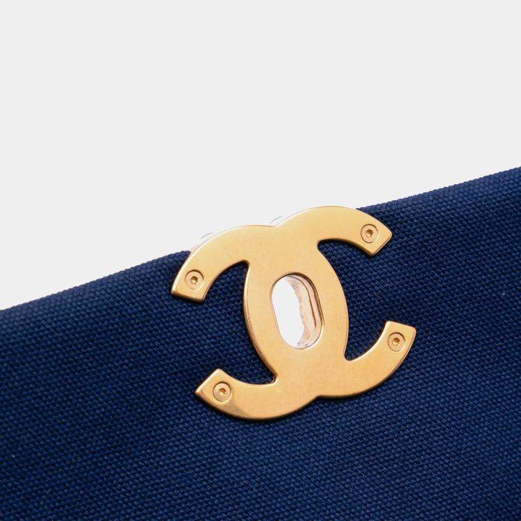 Pre Owned Chanel Blue Medium Canvas and Cotton 19 Flap