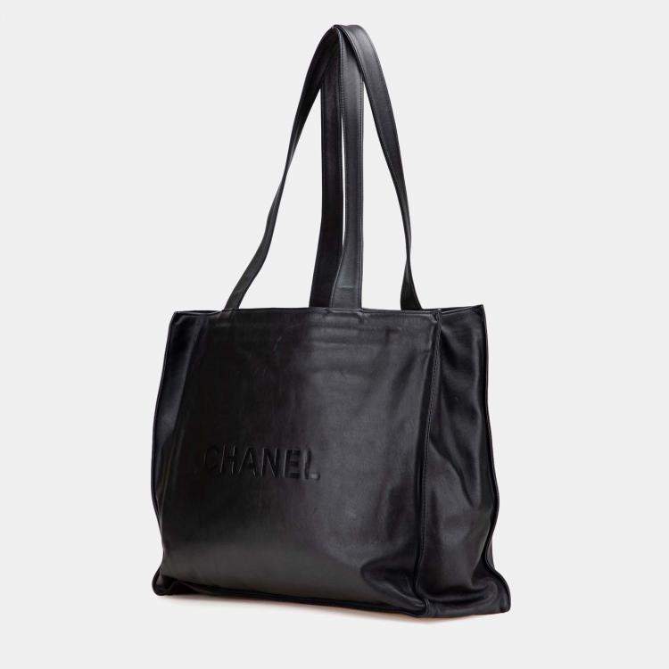 Pre Owned Chanel Black CC Lambskin Tote