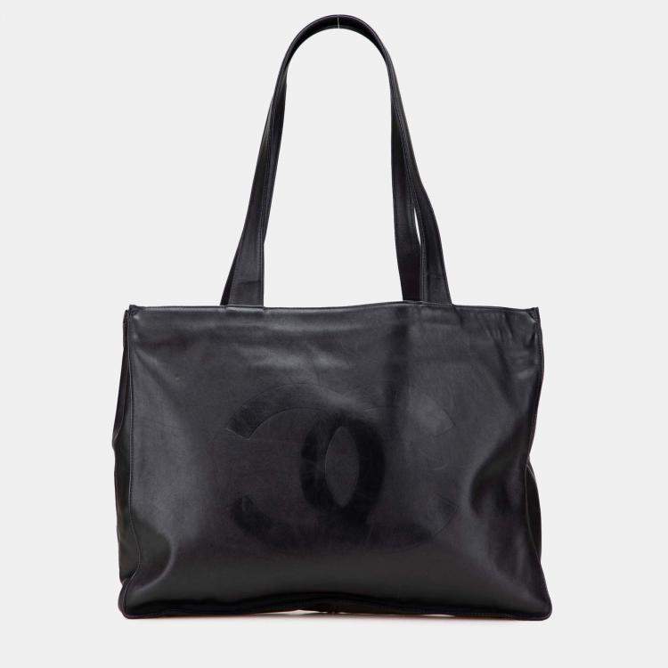 Pre Owned Chanel Black CC Lambskin Tote