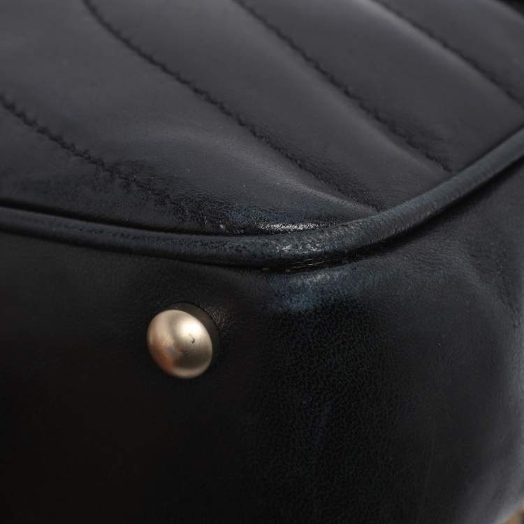 Pre Owned Chanel Black Chevron Quilted Leather CC Flap Bag