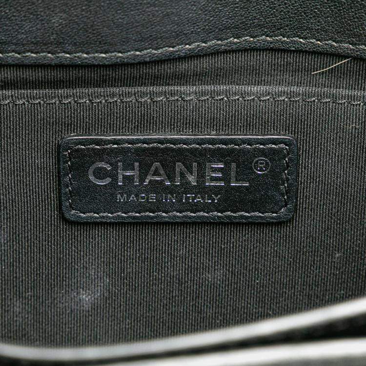 Pre Owned Chanel Black Small Quilted Goatskin CC Box Flap Bag