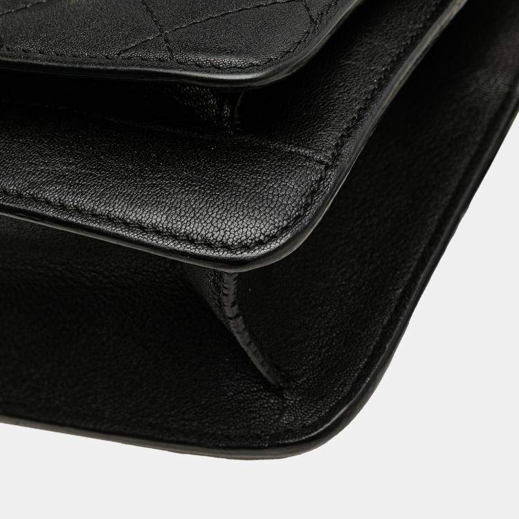 Pre Owned Chanel Black Small Quilted Goatskin CC Box Flap Bag