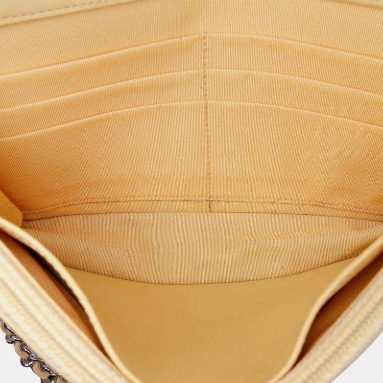 Pre Owned Chanel Yellow CC Patent Wallet On Chain