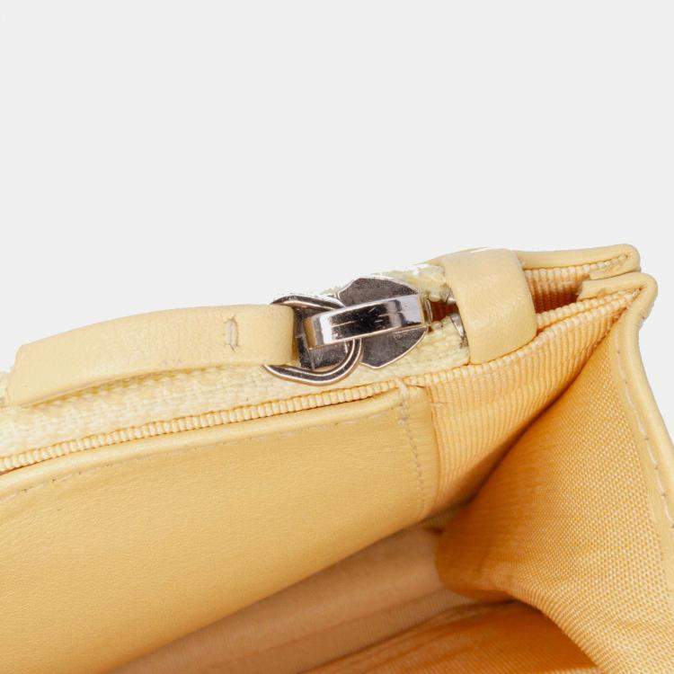 Pre Owned Chanel Yellow CC Patent Wallet On Chain