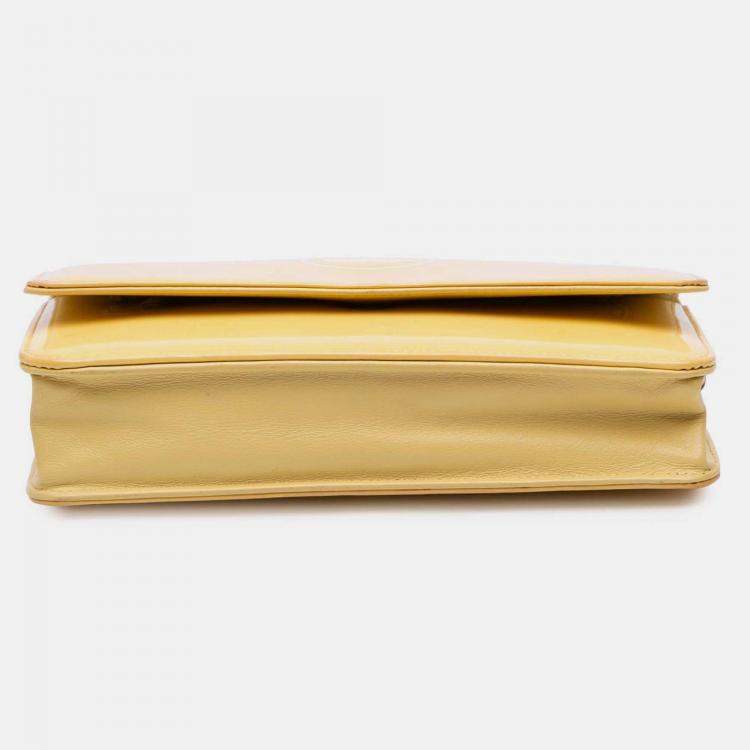 Pre Owned Chanel Yellow CC Patent Wallet On Chain