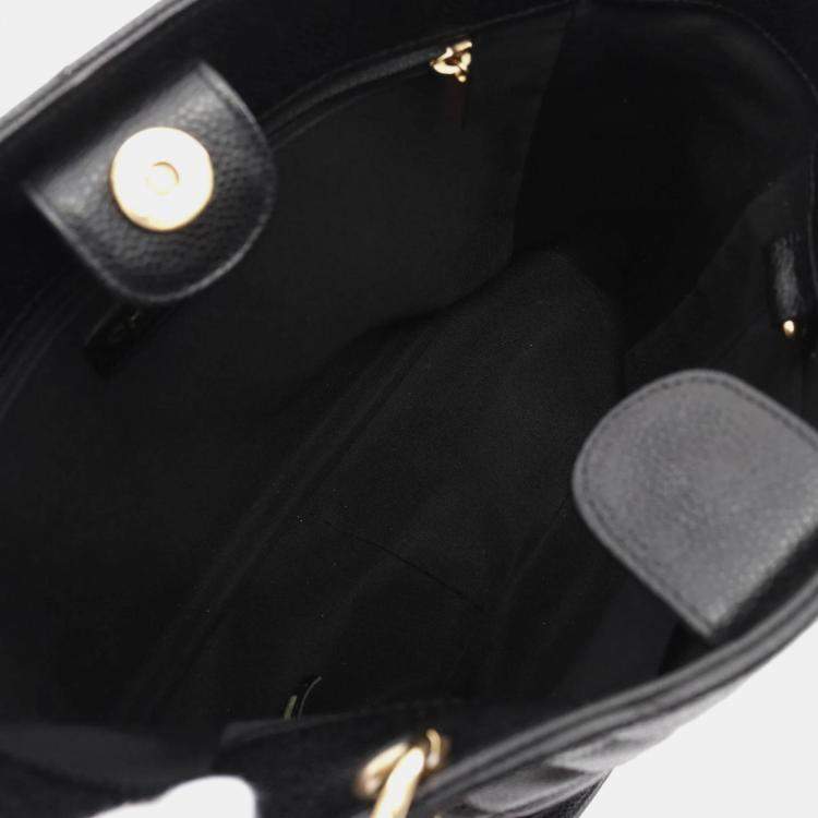 Pre Owned Chanel PST Black Leather Tote Bag