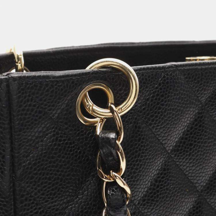 Pre Owned Chanel PST Black Leather Tote Bag