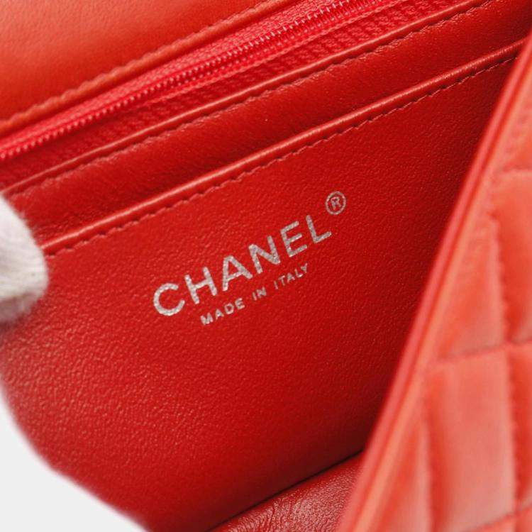 Pre Owned Chanel Red Lambskin Shoulder Bag