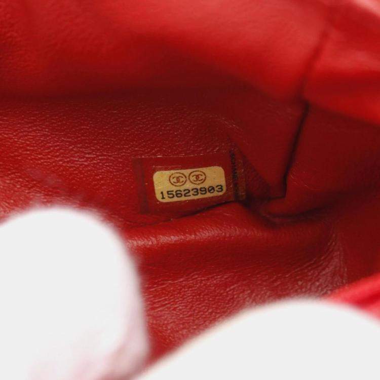 Pre Owned Chanel Red Lambskin Shoulder Bag