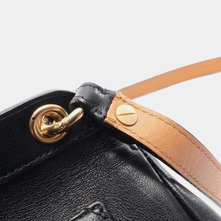 Pre Owned Chanel Curved Flap Black Leather Shoulder Bag