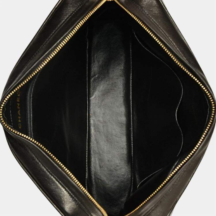 Pre Owned Chanel Black Lambskin Tassel Shoulder Bag