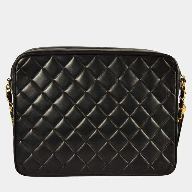 Pre Owned Chanel Black Lambskin Tassel Shoulder Bag