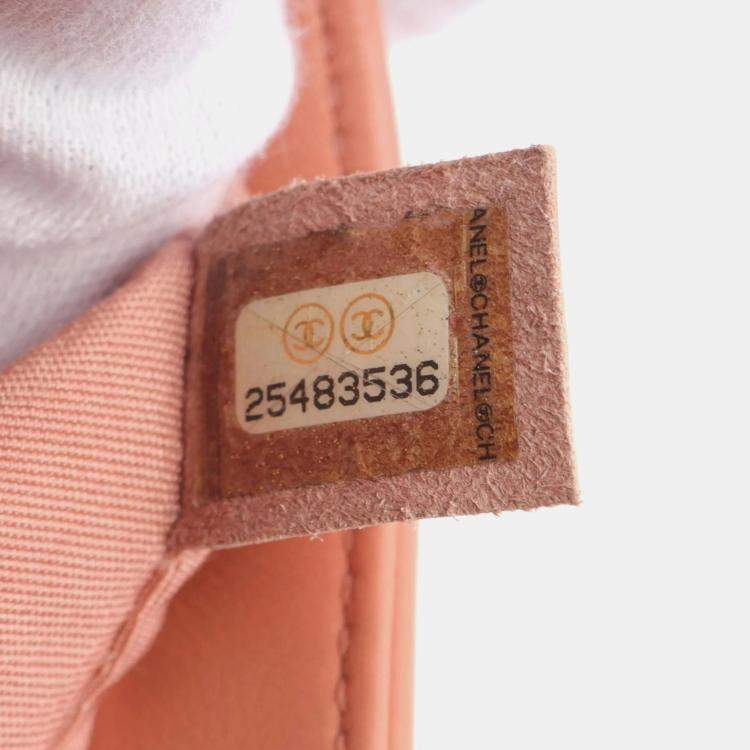 Pre Owned Chanel Boy Small Orange Lambskin Shoulder Bag