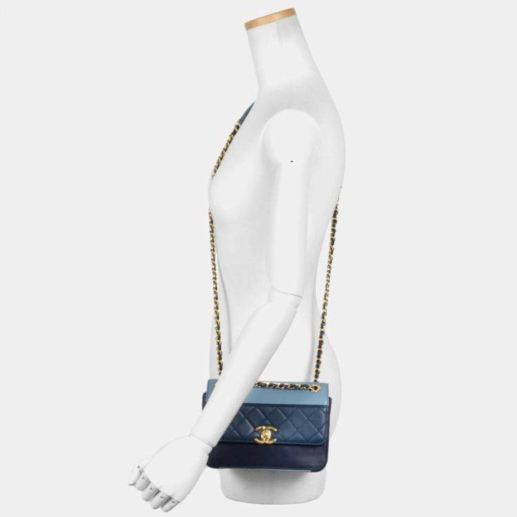 Pre Owned Chanel Single Flap Tricolour Lambskin Shoulder Bag