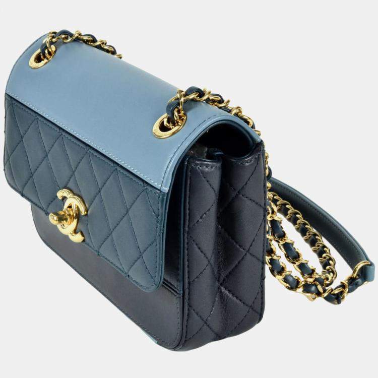 Pre Owned Chanel Single Flap Tricolour Lambskin Shoulder Bag