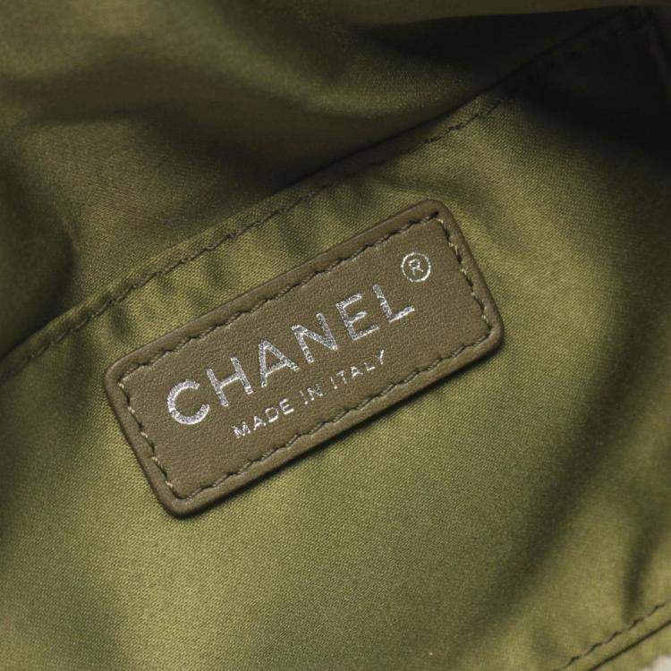 Pre Owned Chanel Matelasse Khaki Canvas Leather Waist Bag