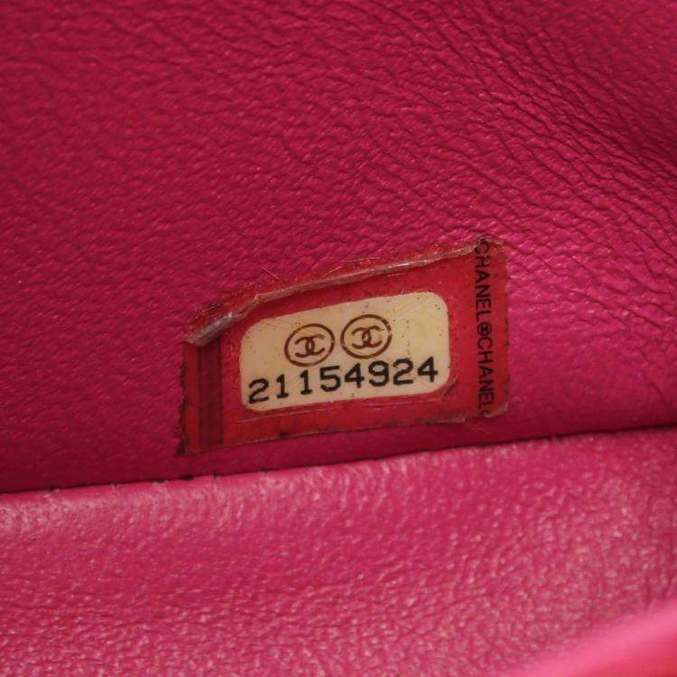 Pre Owned Chanel Mini Flap Chevron Pink Lambskin Shoulder Bag