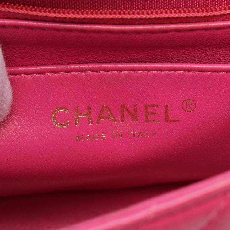 Pre Owned Chanel Mini Flap Chevron Pink Lambskin Shoulder Bag