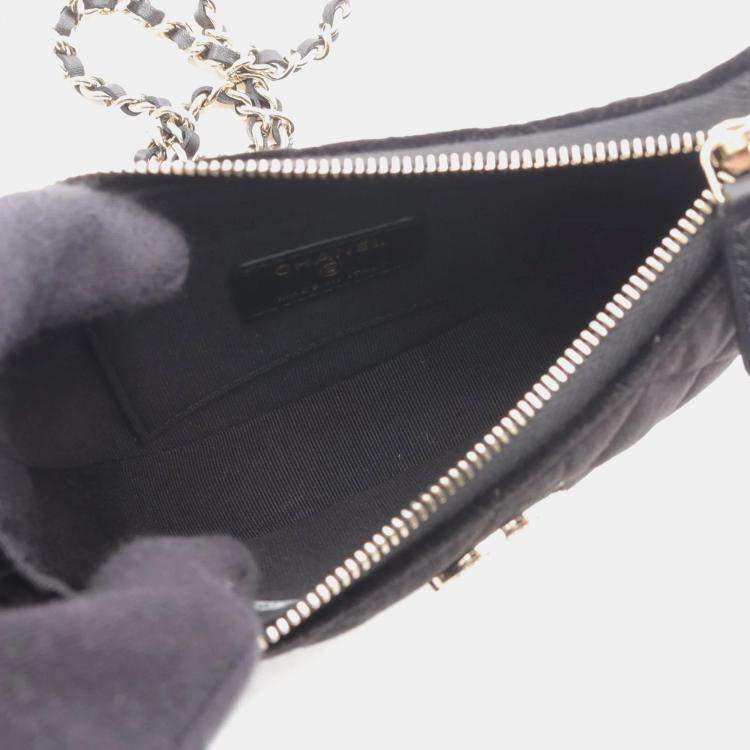 Pre Owned Chanel Mini Matelasse Black Fabric Hobo Shoulder Bag