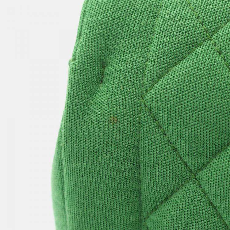 Pre Owned Chanel Matelasse Green Cotton Jersey Leather Single Flap Shoulder Bag
