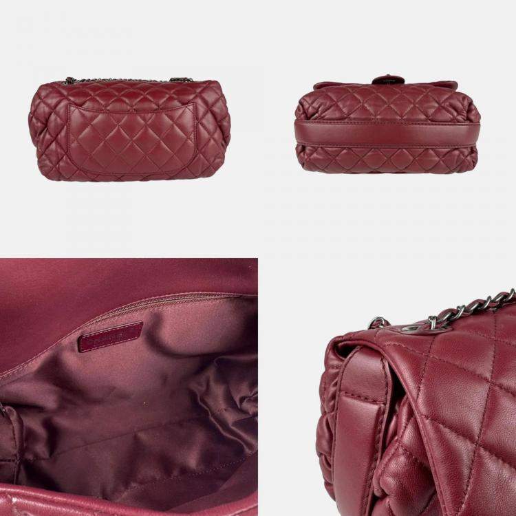 Pre Owned Chanel Matelasse Burgundy Leather Metal Shoulder Bag