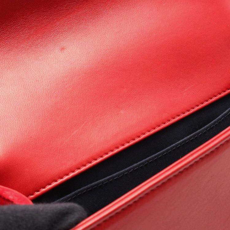 Pre Owned Chanel Boy Small Red Green Multicolor Fabric Canvas Shoulder Bag