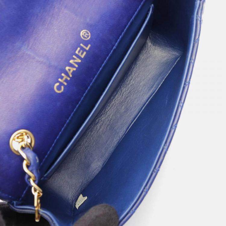Pre Owned Chanel Matelasse Blue Lambskin Shoulder Bag