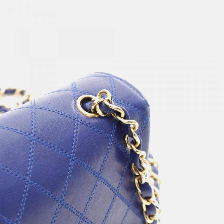 Pre Owned Chanel Matelasse Blue Lambskin Shoulder Bag