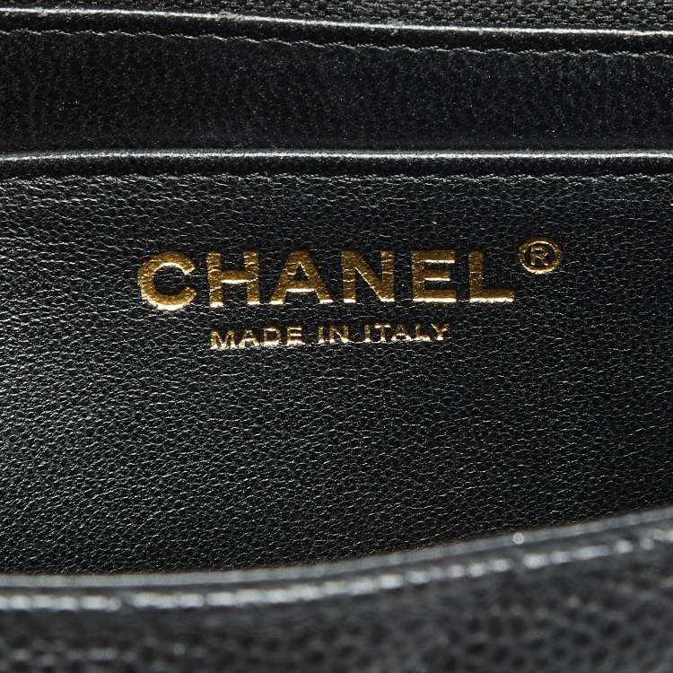 Pre Owned Chanel Black Quilted Caviar Leather Jumbo Classic Single Flap Bag