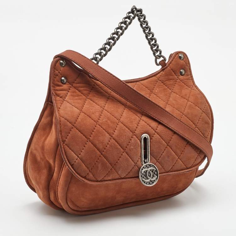 Pre Owned Chanel Brown Nubuck Leather Paris-Dubai Medallion Messenger Bag