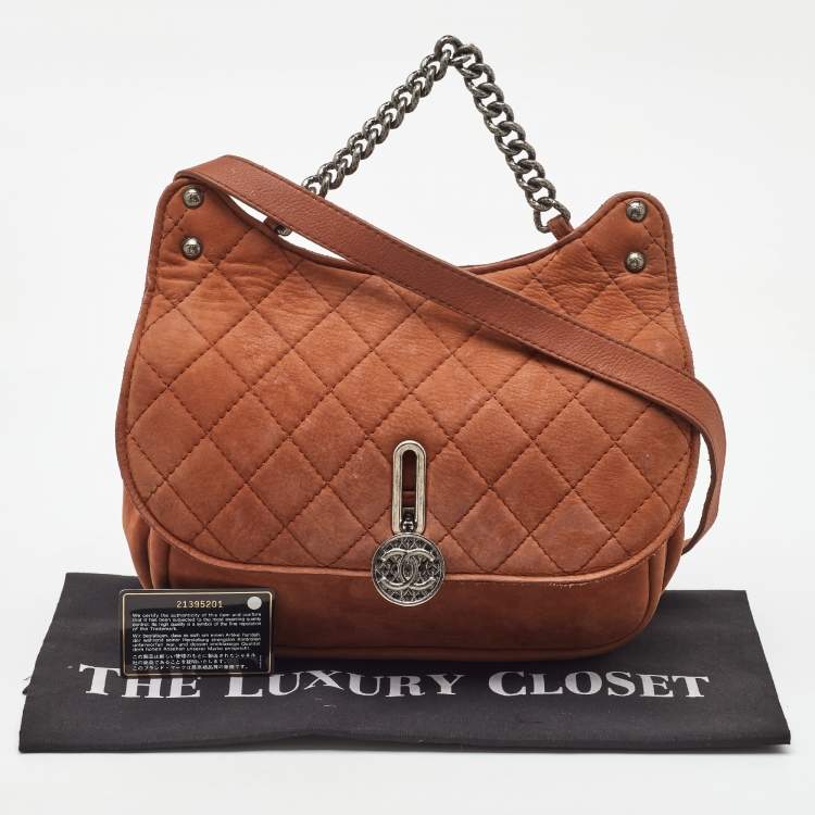 Pre Owned Chanel Brown Nubuck Leather Paris-Dubai Medallion Messenger Bag