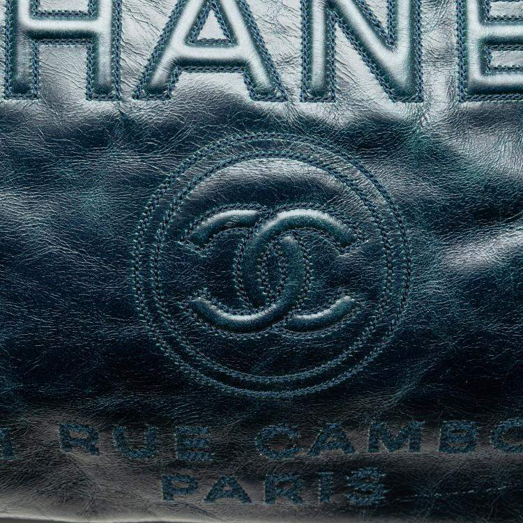 Pre Owned Chanel Blue Small Glazed Calfskin Deauville Tote