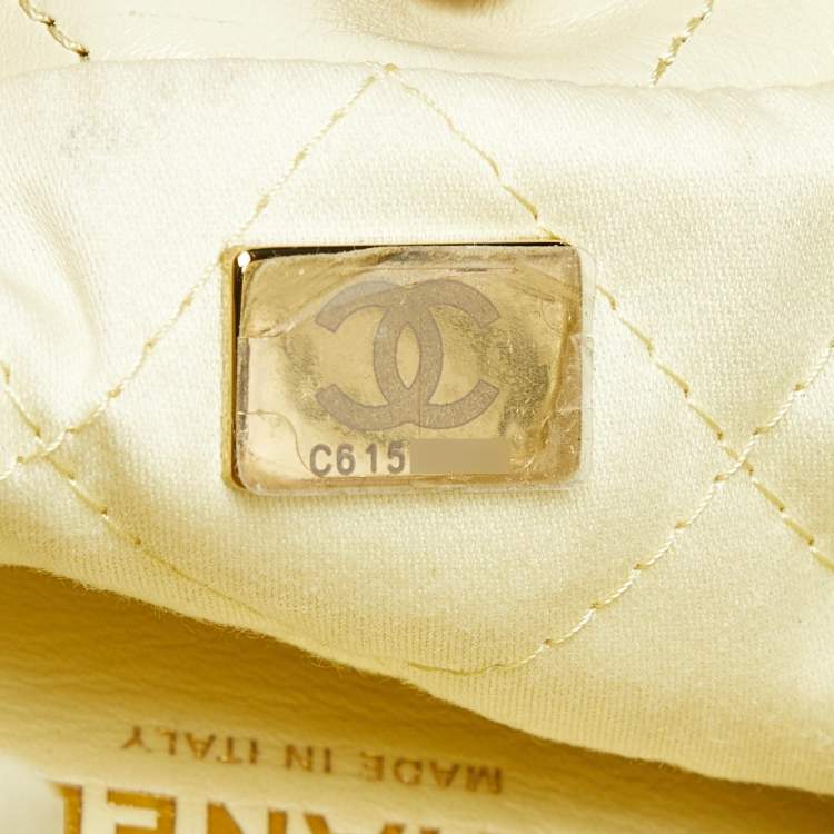 Pre Owned Chanel Yellow Quilted Leather Mini 22 Chain Bag