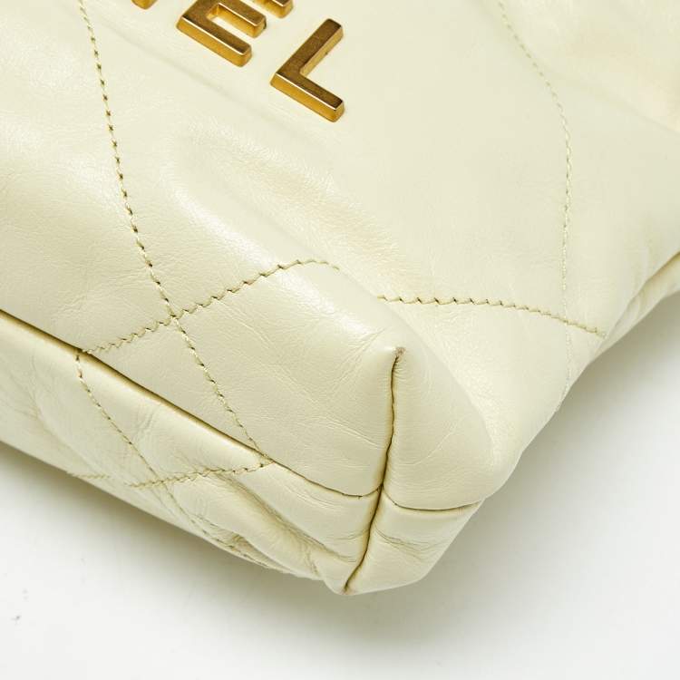 Pre Owned Chanel Yellow Quilted Leather Mini 22 Chain Bag