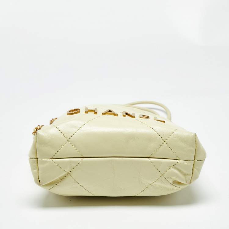 Pre Owned Chanel Yellow Quilted Leather Mini 22 Chain Bag