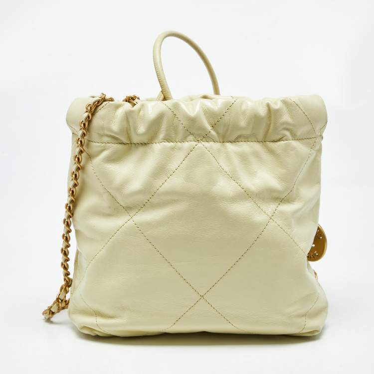Pre Owned Chanel Yellow Quilted Leather Mini 22 Chain Bag