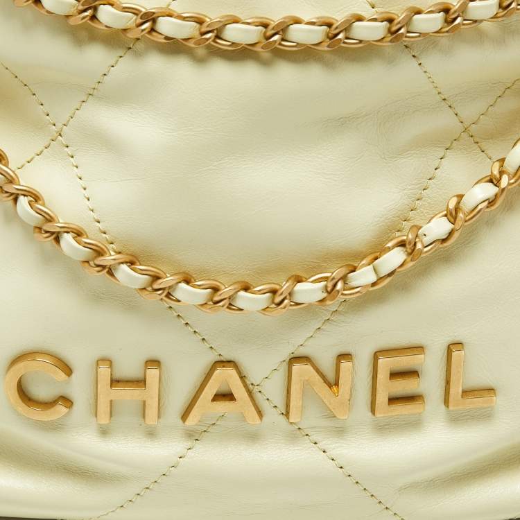 Pre Owned Chanel Yellow Quilted Leather Mini 22 Chain Bag
