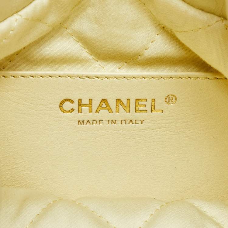 Pre Owned Chanel Yellow Quilted Leather Mini 22 Chain Bag