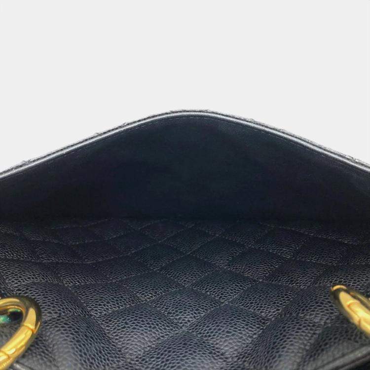 Pre Owned Chanel Grand GST Black Caviar Skin Tote Bag