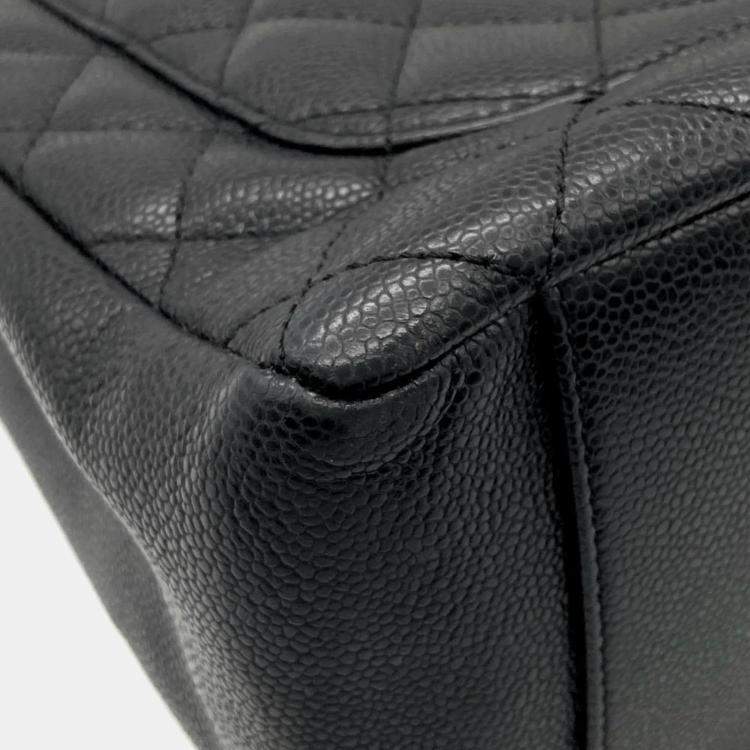 Pre Owned Chanel Grand GST Black Caviar Skin Tote Bag